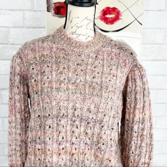 Bartolini Italy NWT Chunky Knit Wool Blend Puff Long Sleeve Sweater Size Large - Picture 5 of 10